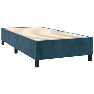 vidaXL Box Spring Bed with Mattress Dark Blue 90x190 cm Velvet