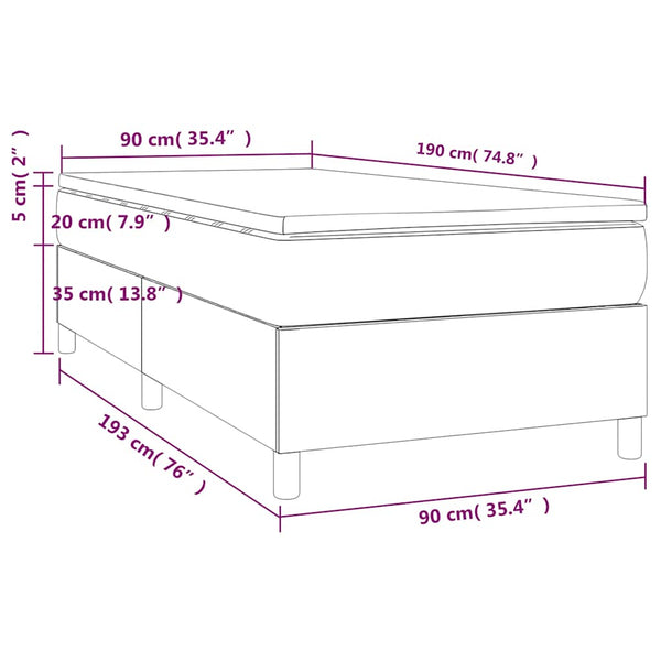 vidaXL Box Spring Bed with Mattress Dark Blue 90x190 cm Velvet