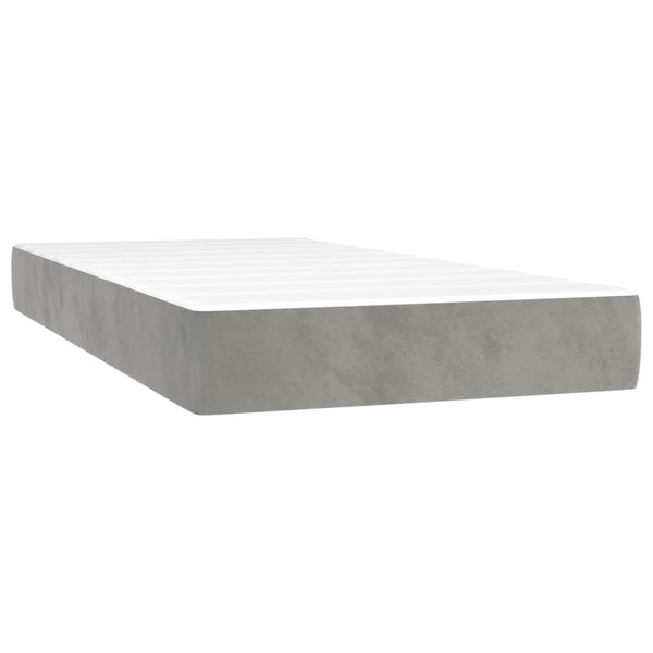 vidaXL Box Spring Bed with Mattress Light Grey 90x200 cm Velvet