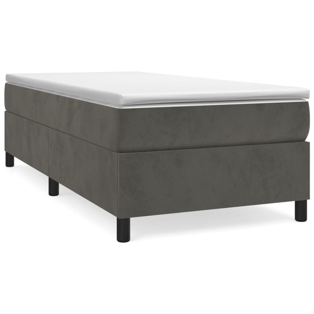vidaXL Box Spring Bed with Mattress Dark Grey 90x200 cm Velvet