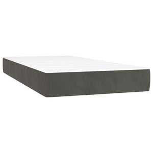 vidaXL Box Spring Bed with Mattress Dark Grey 90x200 cm Velvet