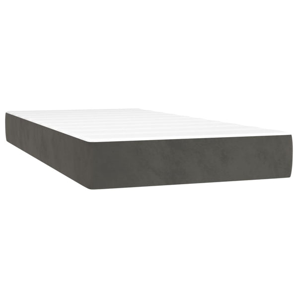 vidaXL Box Spring Bed with Mattress Dark Grey 90x200 cm Velvet