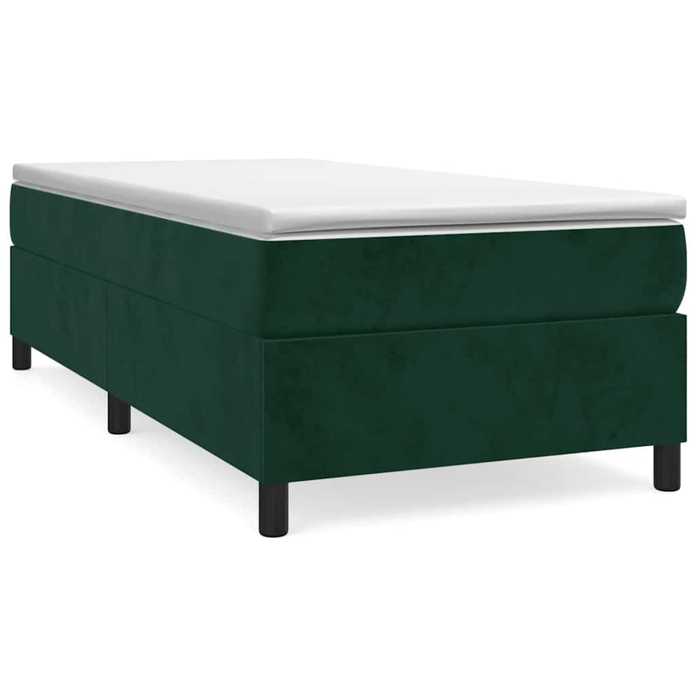 vidaXL Box Spring Bed with Mattress Dark Green 90x200 cm Velvet