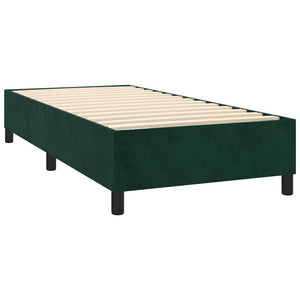 vidaXL Box Spring Bed with Mattress Dark Green 90x200 cm Velvet