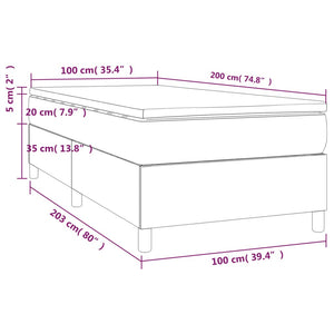 vidaXL Box Spring Bed with Mattress Light Grey 100x200 cm Velvet