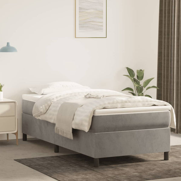 vidaXL Box Spring Bed with Mattress Light Grey 100x200 cm Velvet