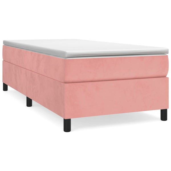 vidaXL Box Spring Bed with Mattress Pink 100x200 cm Velvet