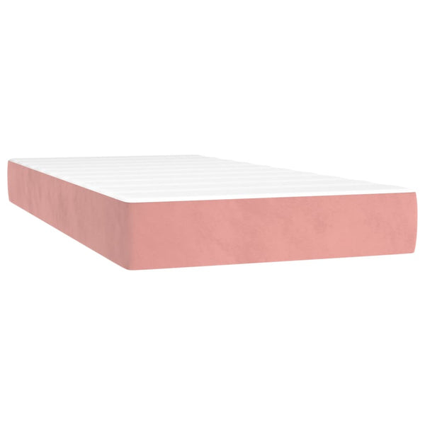 vidaXL Box Spring Bed with Mattress Pink 100x200 cm Velvet