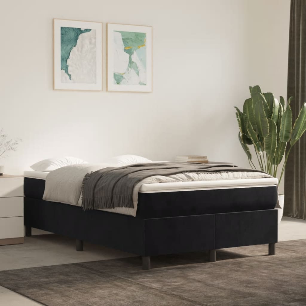 vidaXL Box Spring Bed with Mattress Black 120x200 cm Velvet
