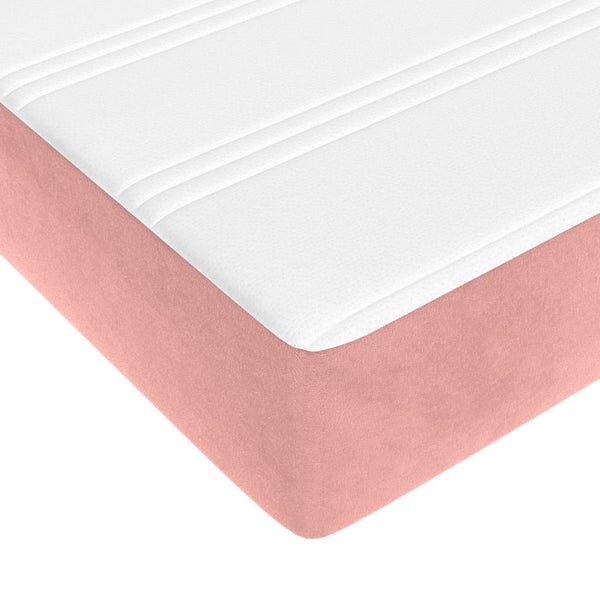 vidaXL Box Spring Bed with Mattress Pink 120x200 cm Velvet