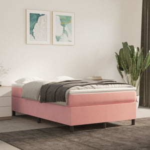 vidaXL Box Spring Bed with Mattress Pink 120x200 cm Velvet