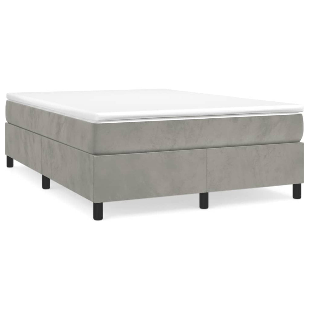 vidaXL Box Spring Bed with Mattress Light Gray 140x190 cm Velvet