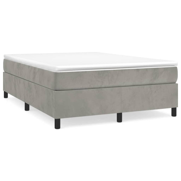 vidaXL Box Spring Bed with Mattress Light Gray 140x190 cm Velvet
