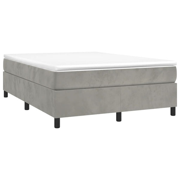 vidaXL Box Spring Bed with Mattress Light Gray 140x190 cm Velvet