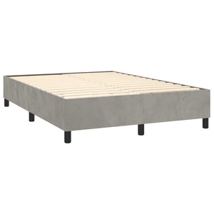 vidaXL Box Spring Bed with Mattress Light Gray 140x190 cm Velvet