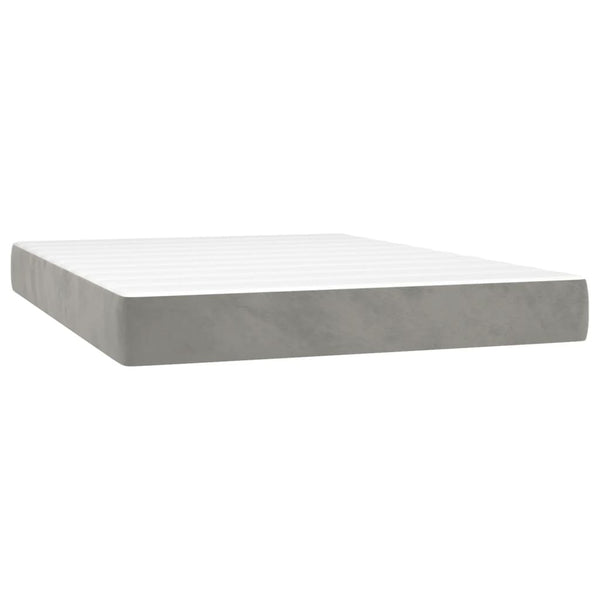 vidaXL Box Spring Bed with Mattress Light Gray 140x190 cm Velvet