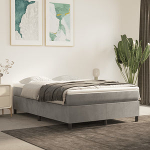 vidaXL Box Spring Bed with Mattress Light Gray 140x190 cm Velvet