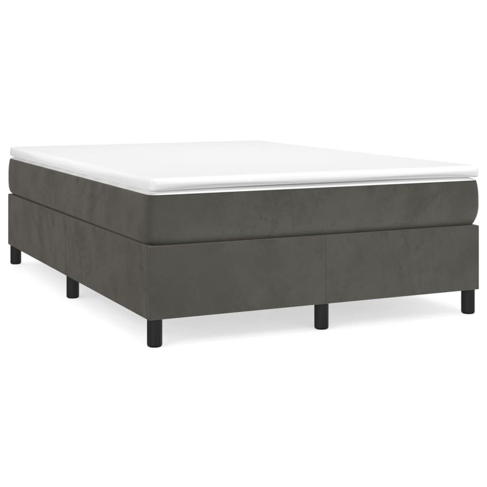 vidaXL Box Spring Bed with Mattress Dark Grey 140x190 cm Velvet
