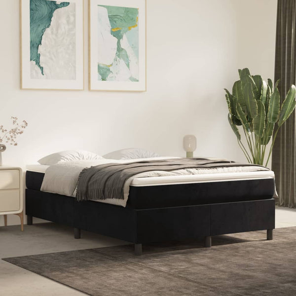 vidaXL Box Spring Bed with Mattress Black 140x190 cm Velvet