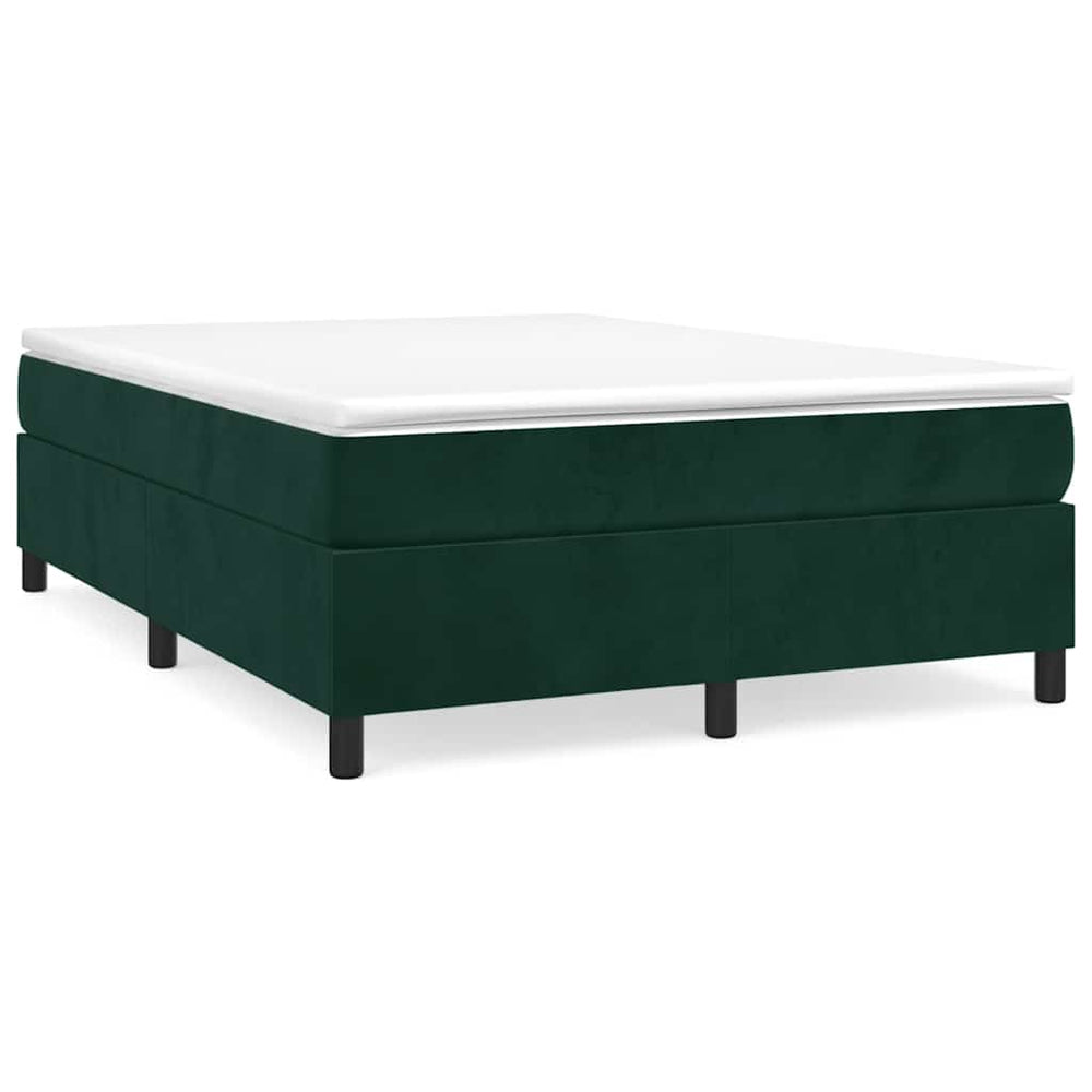 vidaXL Box Spring Bed with Mattress Dark Green 140x190 cm Velvet