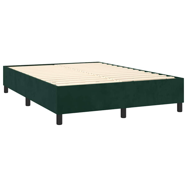 vidaXL Box Spring Bed with Mattress Dark Green 140x190 cm Velvet