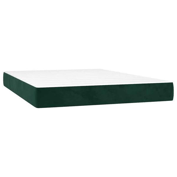 vidaXL Box Spring Bed with Mattress Dark Green 140x190 cm Velvet
