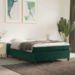 vidaXL Box Spring Bed with Mattress Dark Green 140x190 cm Velvet