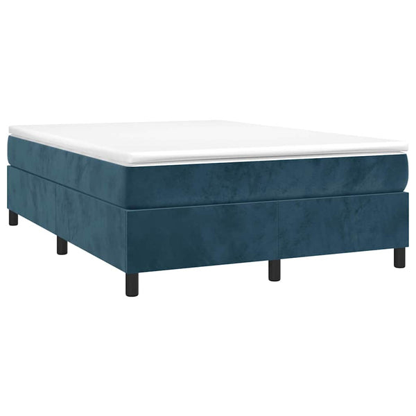vidaXL Box Spring Bed with Mattress Dark Blue 140x190 cm Velvet