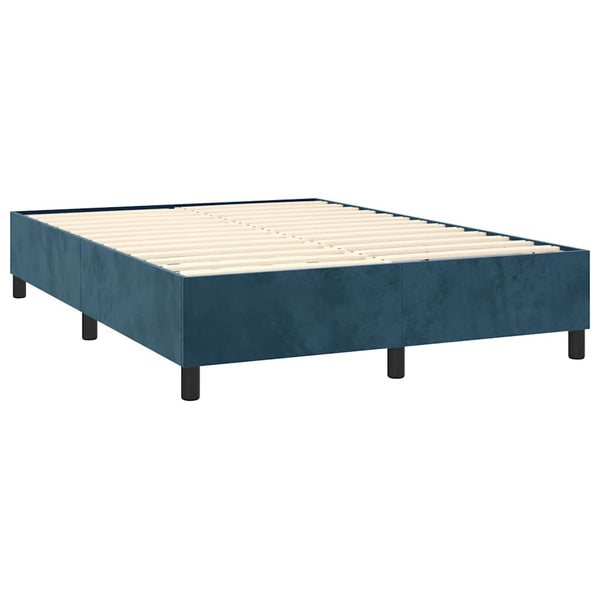 vidaXL Box Spring Bed with Mattress Dark Blue 140x190 cm Velvet