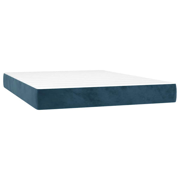 vidaXL Box Spring Bed with Mattress Dark Blue 140x190 cm Velvet