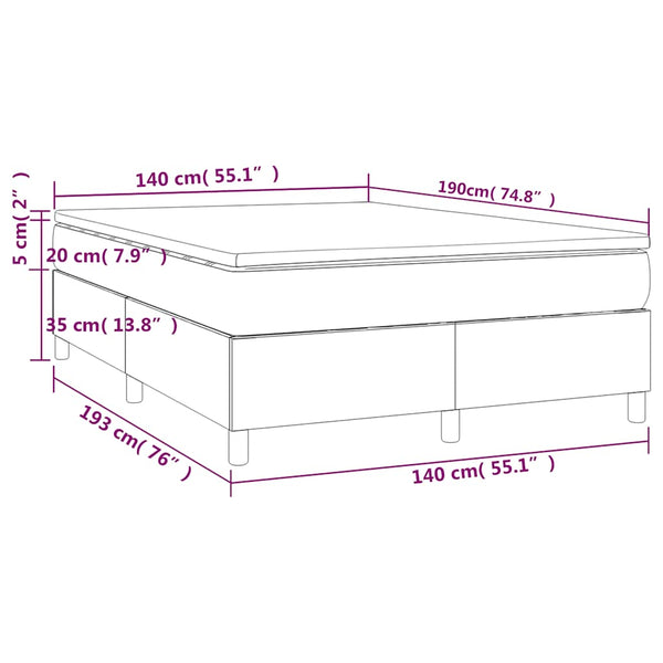 vidaXL Box Spring Bed with Mattress Dark Blue 140x190 cm Velvet