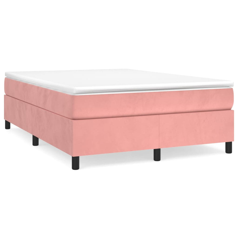 vidaXL Box Spring Bed with Mattress Pink 140x190 cm Velvet