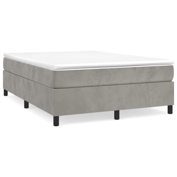 vidaXL Box Spring Bed with Mattress Light Gray 140x200 cm Velvet