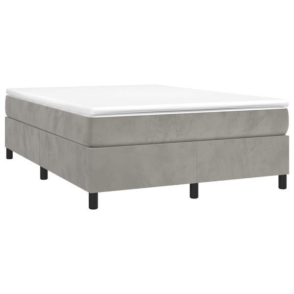 vidaXL Box Spring Bed with Mattress Light Gray 140x200 cm Velvet