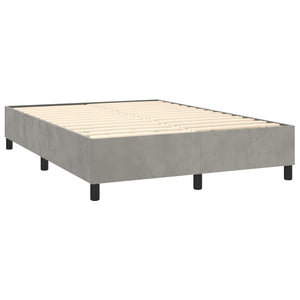 vidaXL Box Spring Bed with Mattress Light Gray 140x200 cm Velvet