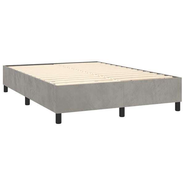 vidaXL Box Spring Bed with Mattress Light Gray 140x200 cm Velvet