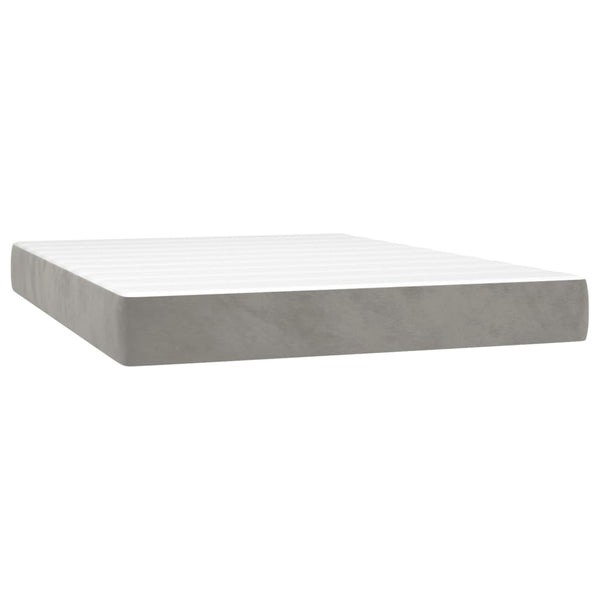 vidaXL Box Spring Bed with Mattress Light Gray 140x200 cm Velvet
