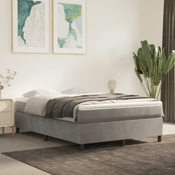 vidaXL Box Spring Bed with Mattress Light Gray 140x200 cm Velvet