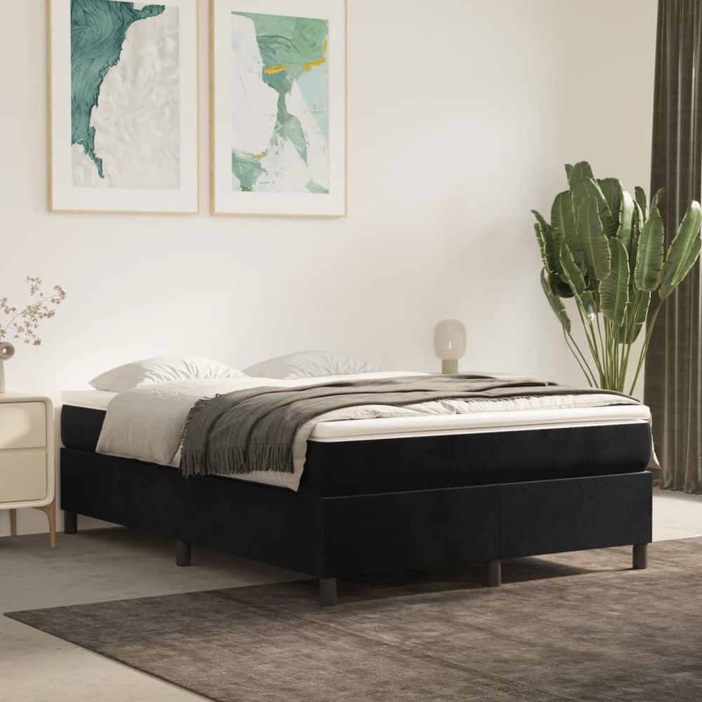 vidaXL Box Spring Bed with Mattress Black 140x200 cm Velvet