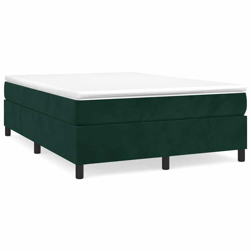 vidaXL Box Spring Bed with Mattress Dark Green 140x200 cm Velvet