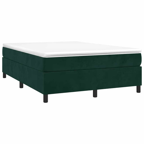 vidaXL Box Spring Bed with Mattress Dark Green 140x200 cm Velvet