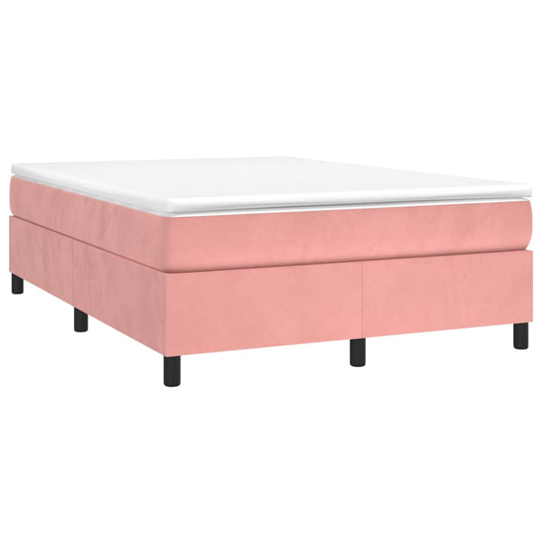 vidaXL Box Spring Bed with Mattress Pink 140x200 cm Velvet