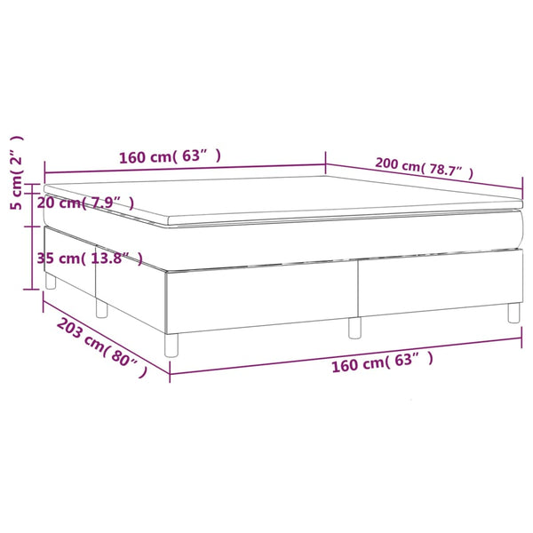 vidaXL Box Spring Bed with Mattress Light Grey 160x200 cm Velvet