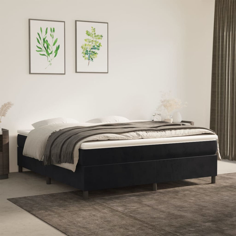 vidaXL Box Spring Bed with Mattress Black 160x200 cm Velvet