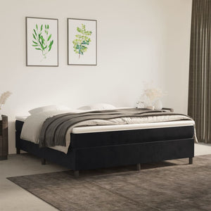 vidaXL Box Spring Bed with Mattress Black 160x200 cm Velvet