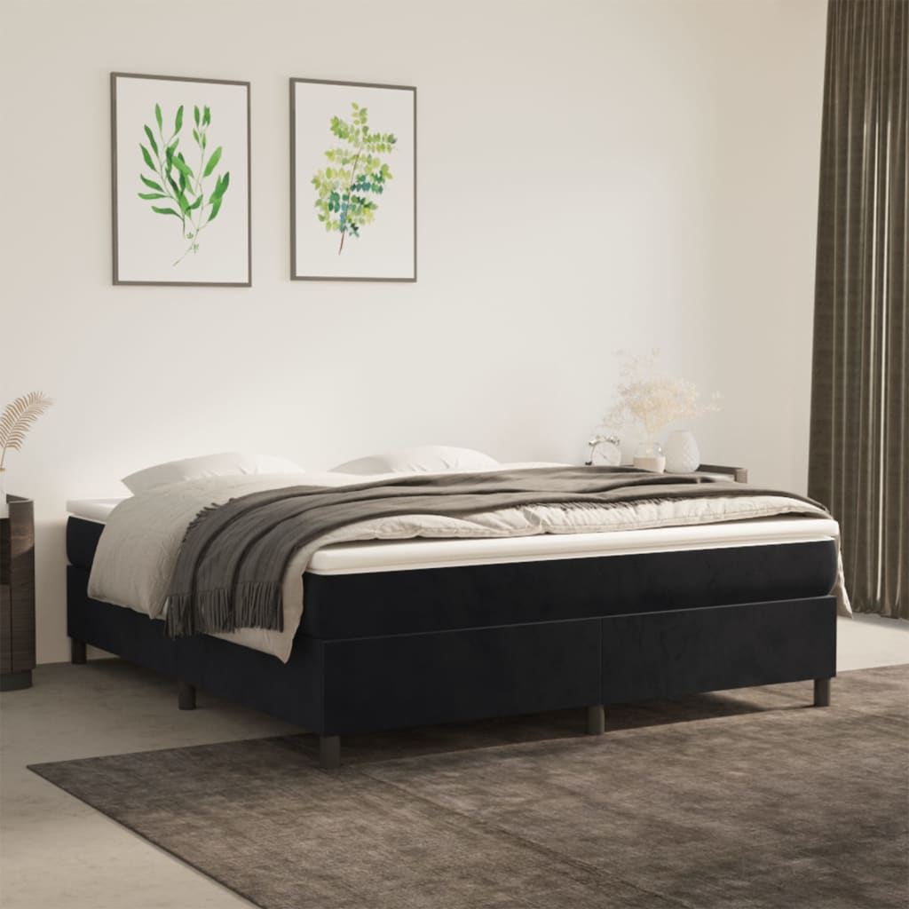 vidaXL Box Spring Bed with Mattress Black 160x200 cm Velvet