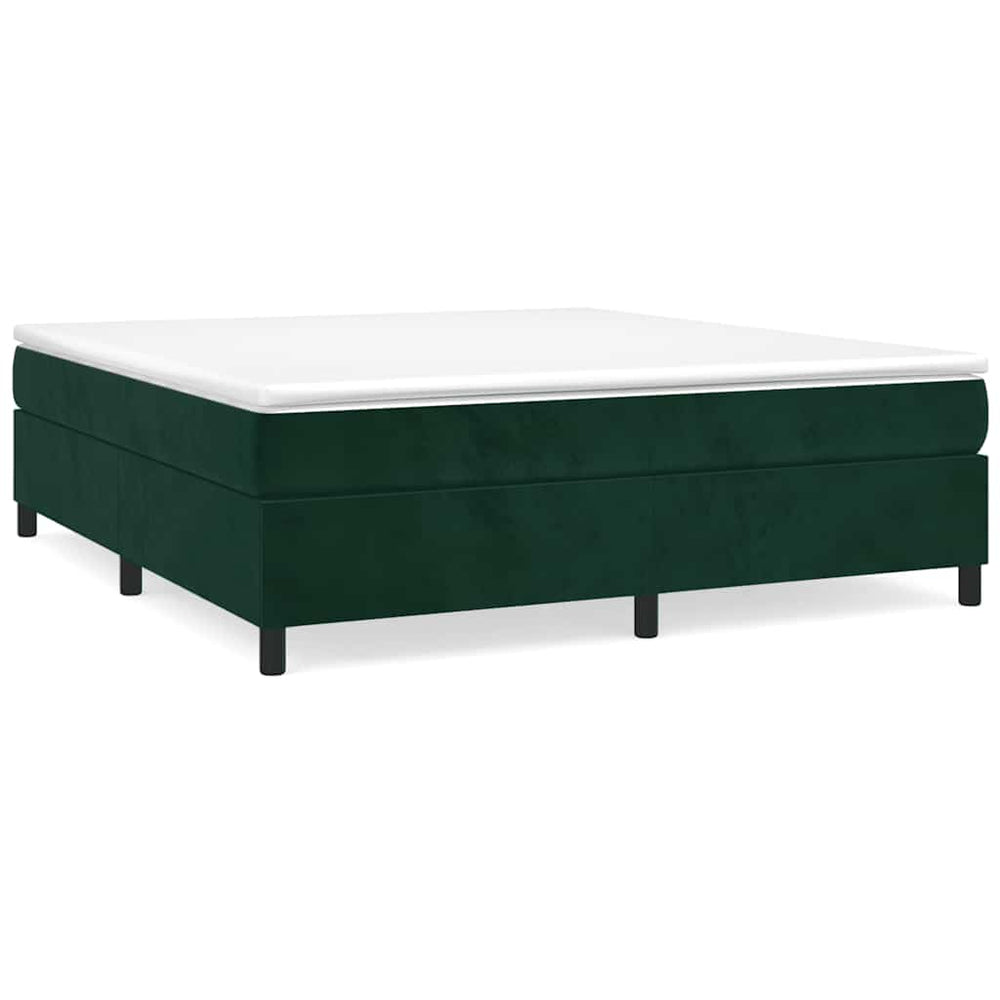 vidaXL Box Spring Bed with Mattress Dark Green 160x200 cm Velvet