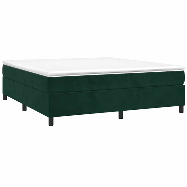 vidaXL Box Spring Bed with Mattress Dark Green 160x200 cm Velvet