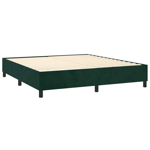vidaXL Box Spring Bed with Mattress Dark Green 160x200 cm Velvet