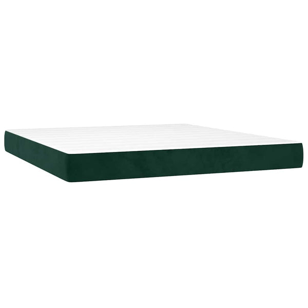 vidaXL Box Spring Bed with Mattress Dark Green 160x200 cm Velvet
